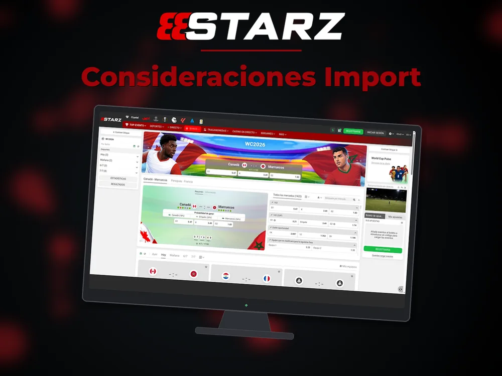 888Starz - Consideraciones Import