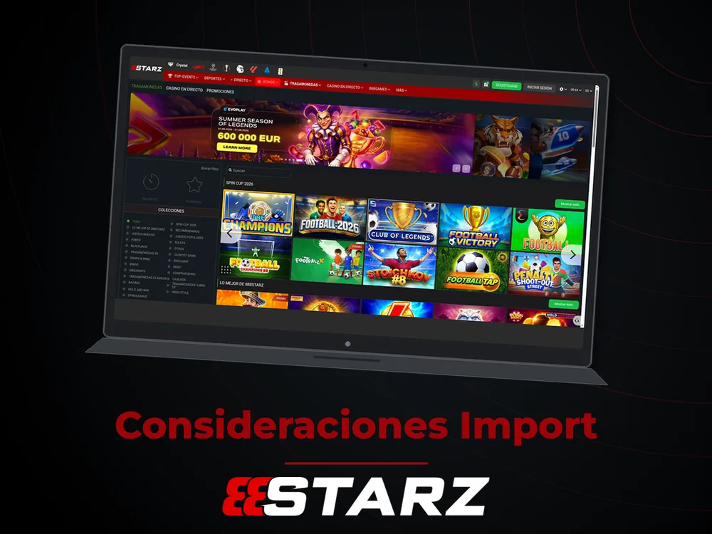 888Starz - Consideraciones Import